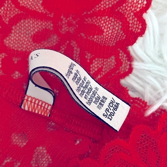 Victoria’s Secret red daisy mesh stretch lace thong - Picture 3 of 5